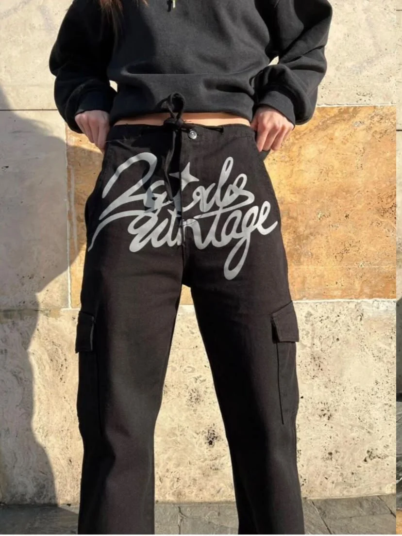 Vintage Detail Kargo Cep Baggy Jean - Görsel 2