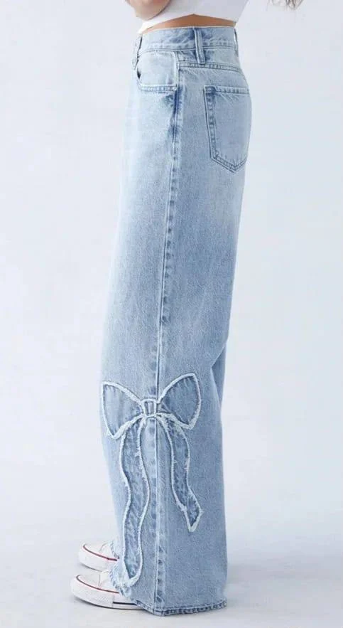 Açık Mavi Vintage Bol Paça Yırtık Detaylı Jean - Görsel 2
