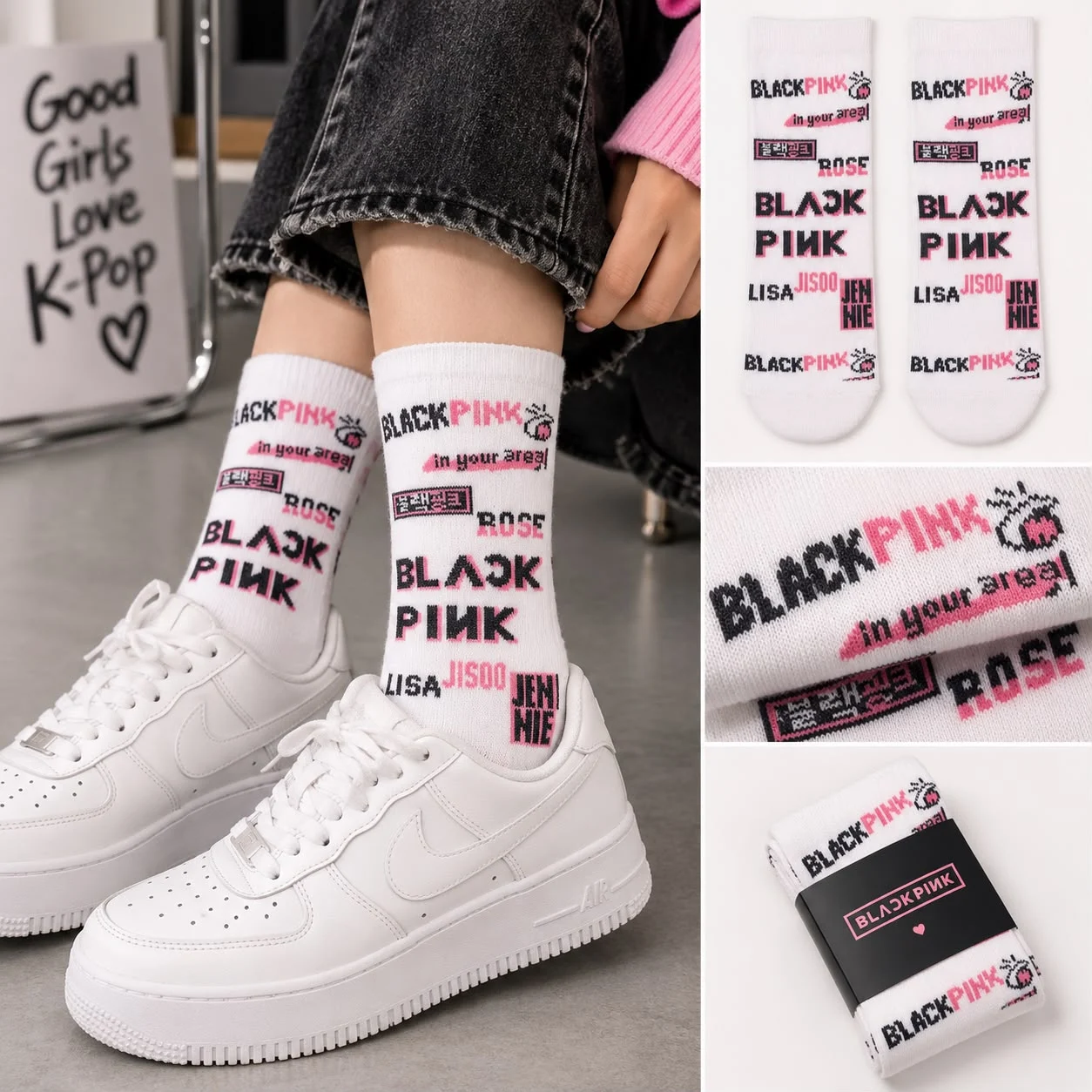 BLACKPINK Baskılı Soket Çorap