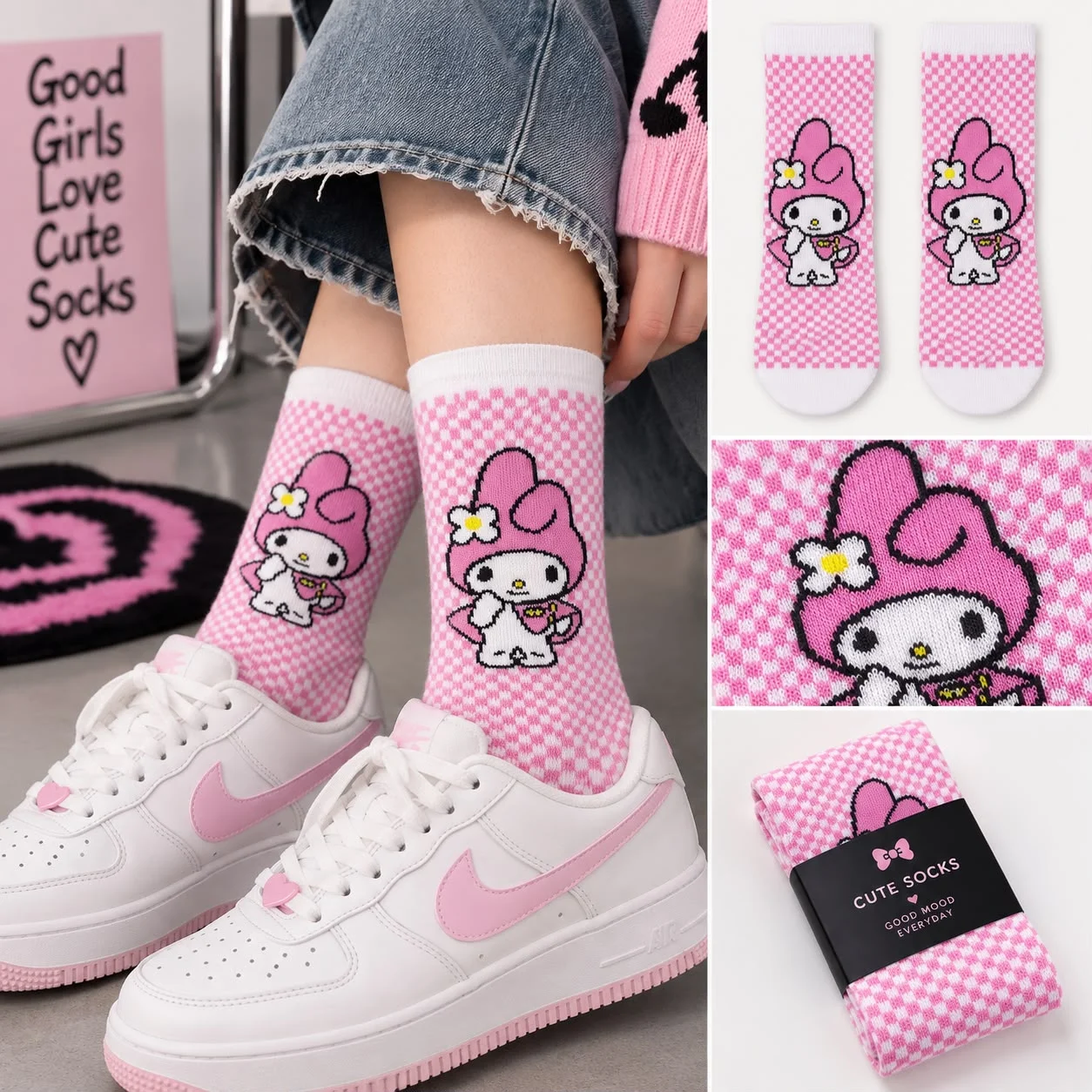 My Melody Baskılı Pembe Soket Çorap